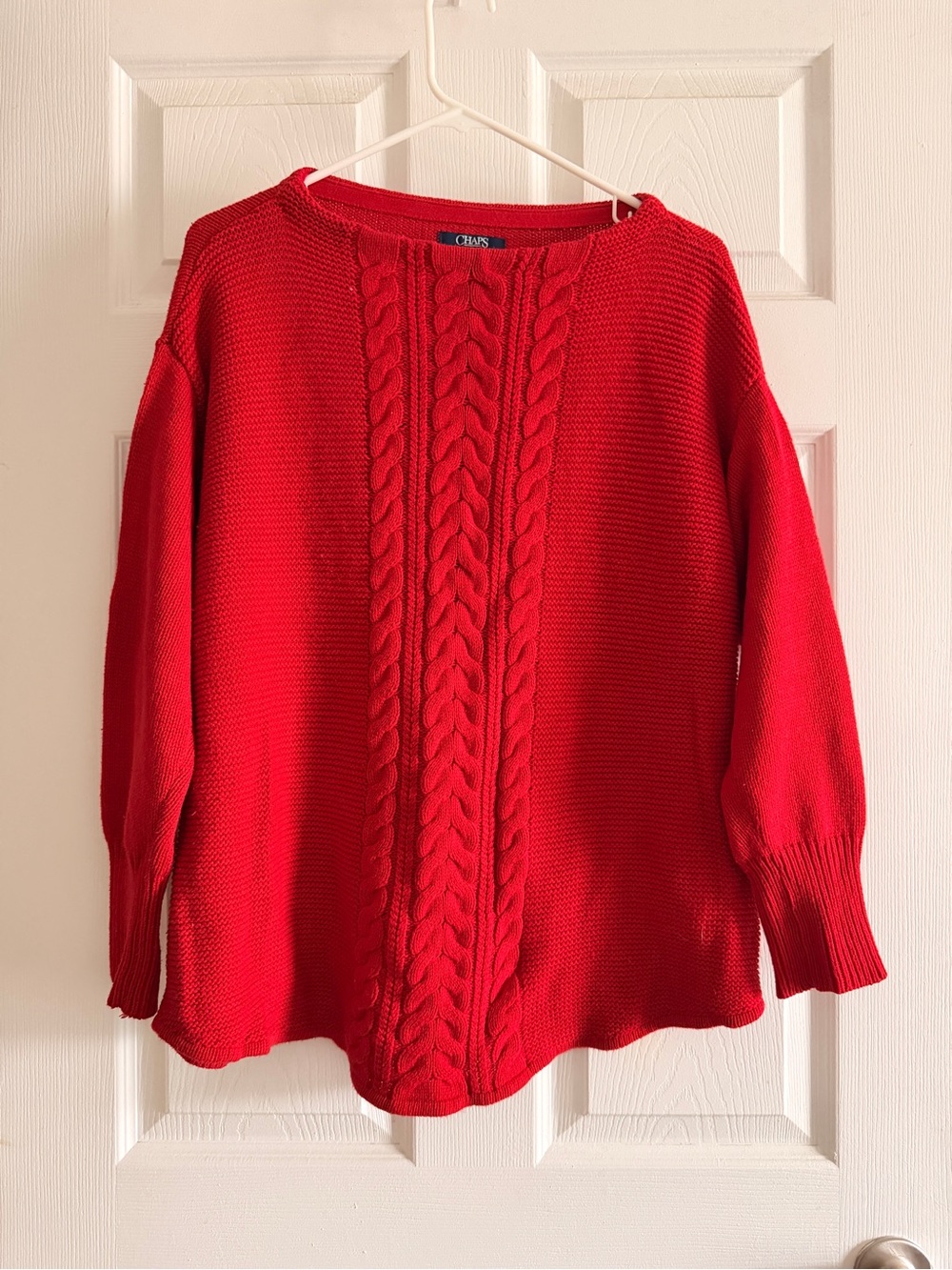 Chaps Bright Red Cable Crewneck Sweater